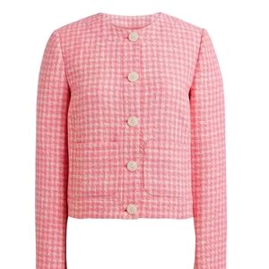 J.Crew Womens Tweed patch-pocket lady Jacket Pink Size 8 BW282